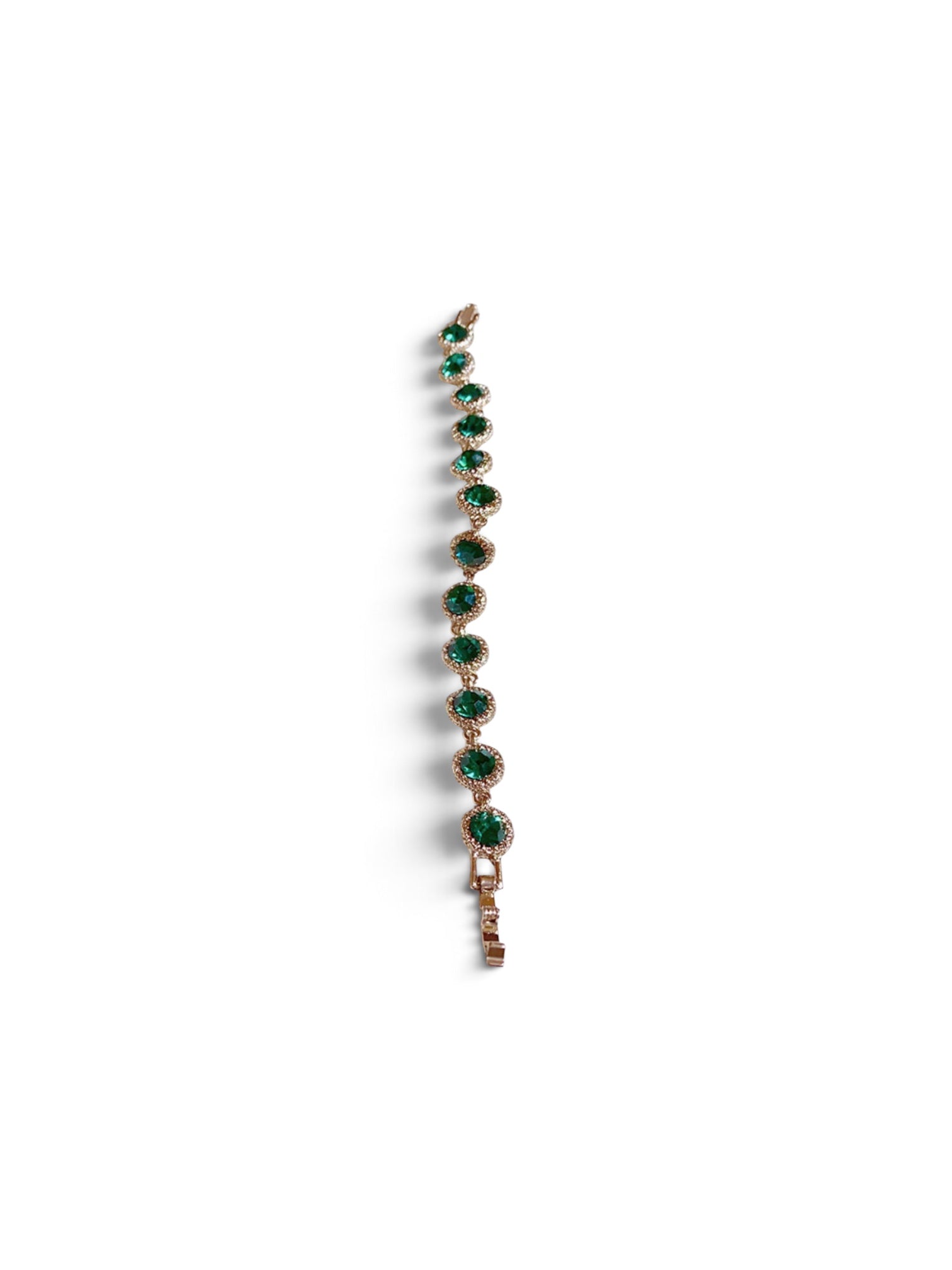Pulsera de piedras verdes engastadas sobre cadena fina